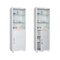 HILFE МД 1 1760/SG — медицинский шкаф 1750/1850x600x400 мм, 2 двери, стекло, белый