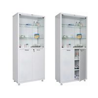 HILFE МД 2 1780/SG — медицинский шкаф, 1750/1850x800x400 мм, 4 дверцы, стекло, сталь, белый