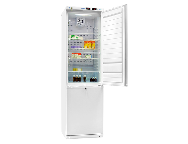 POZIS ХЛ-340 — холодильник комбинированный лабораторный, с металлическими дверцами верхней и нижней камер, объем 400 л