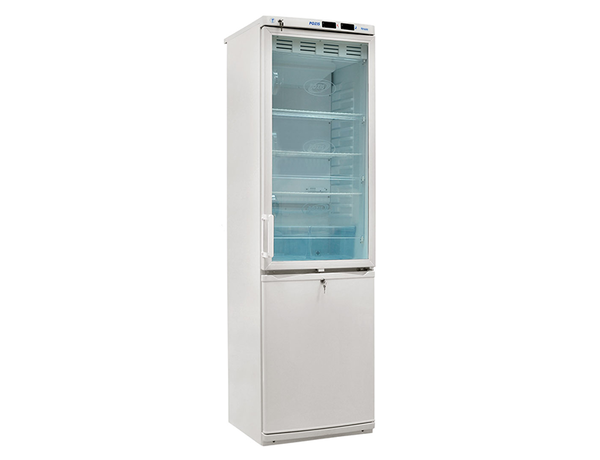 POZIS ХЛ-340 — холодильник комбинированный лабораторный, стеклянная дверь верхней камеры и металлическая дверь нижней камеры, объем 400 л