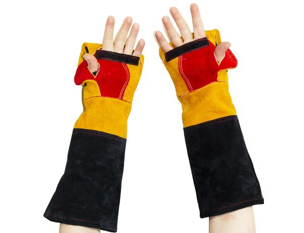 Ветеринарные защитные перчатки с откидными пальцами, спилок, 48,5 см, арт.E2D223D