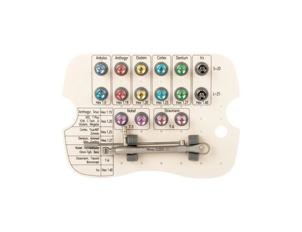 Dental Implant Wrench Kit — универсальный ортопедический набор отверток (16 шт.) с динамометрическим ключом, арт.XLY-NLBS100